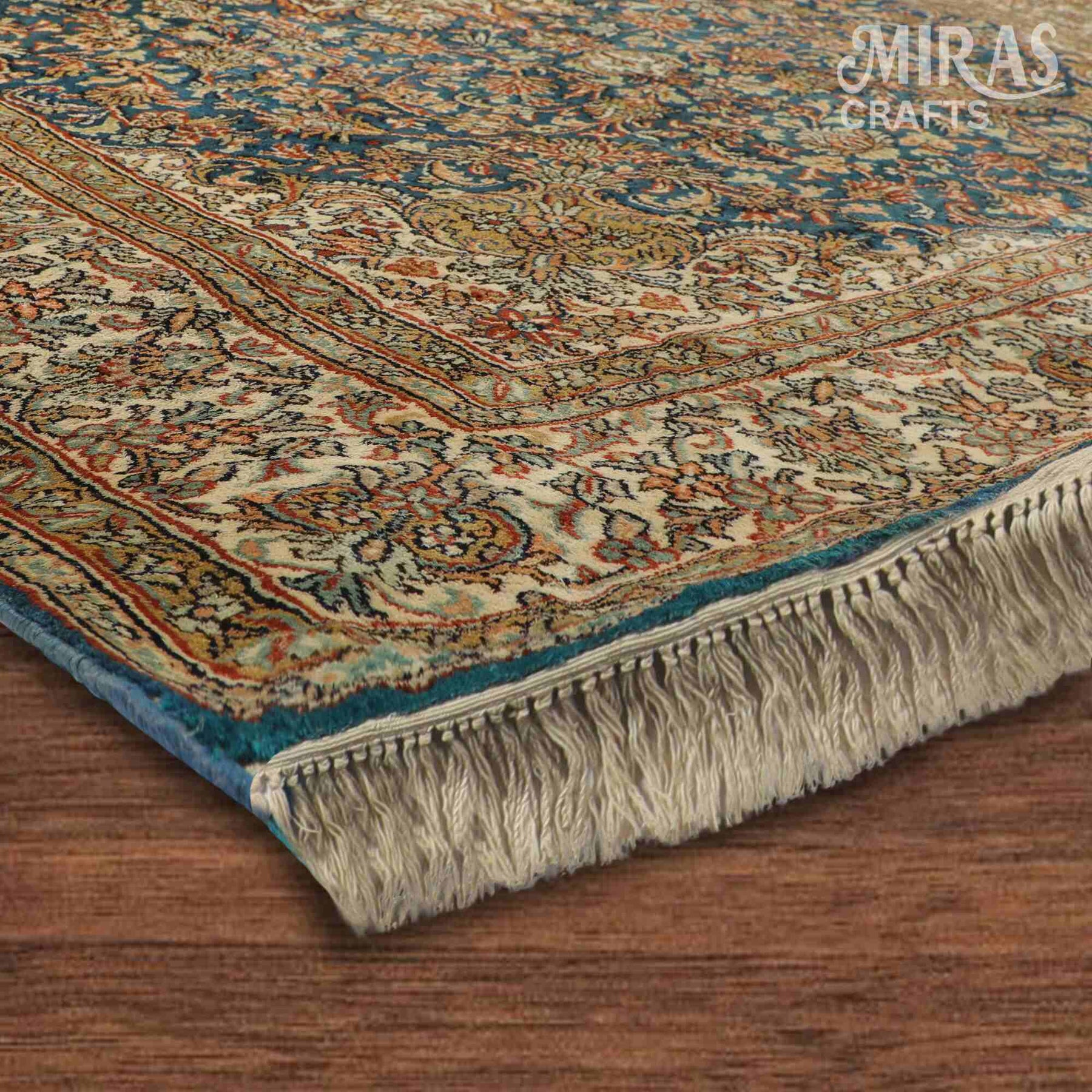 Kashan Blue Rug Sapphire Blue Kashan Hand Knotted Silk Rug By Rahim Kak – Miras Crafts