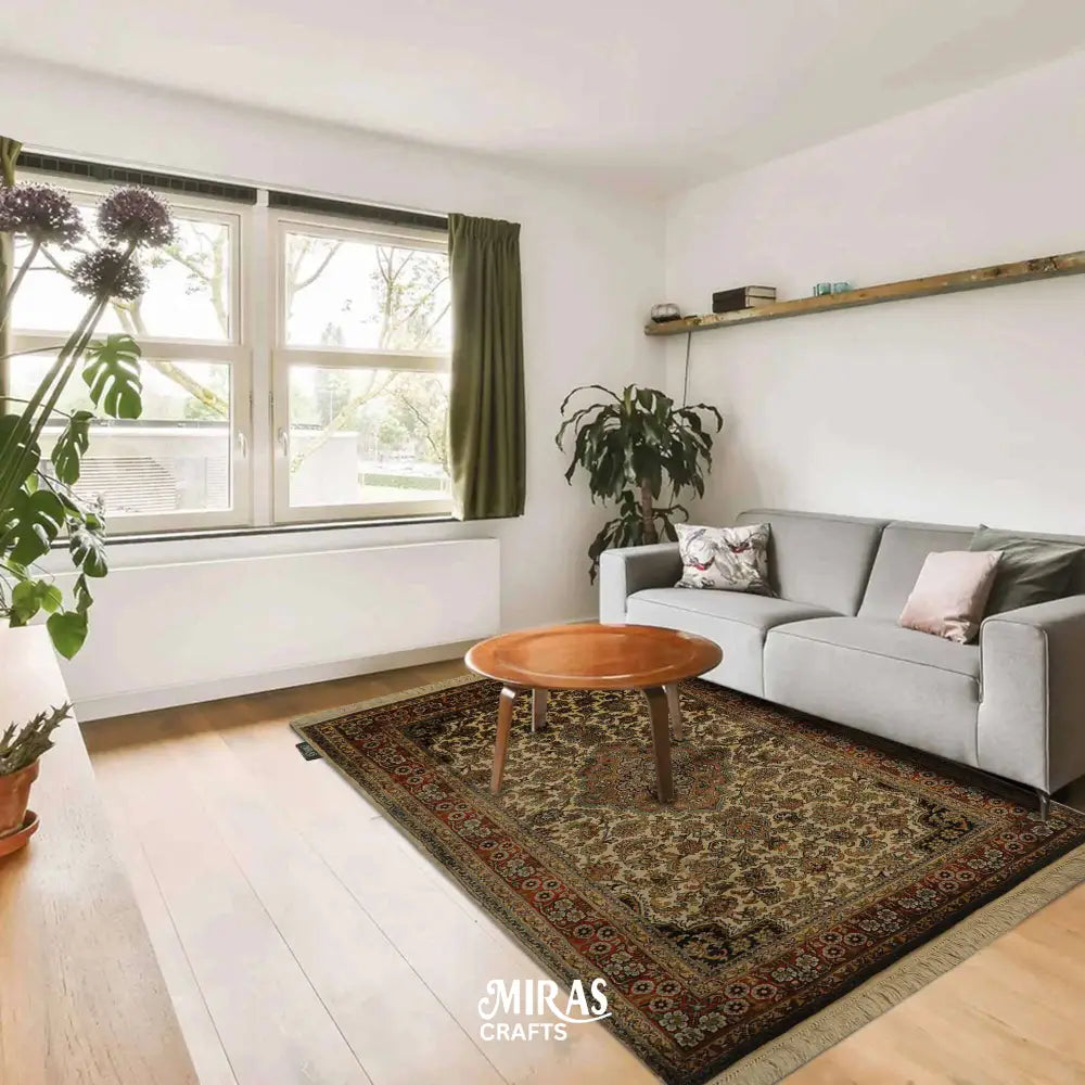Afshan Hand knotted Silk On Silk rug by Misbah 2’.5’’x4’ ft Carpets & Rugs